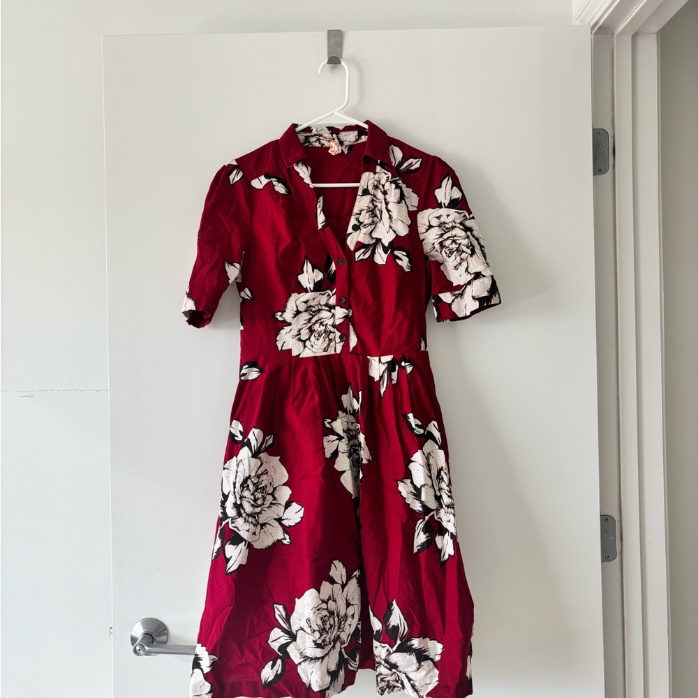Maeve Red Floral Dress Sz 8